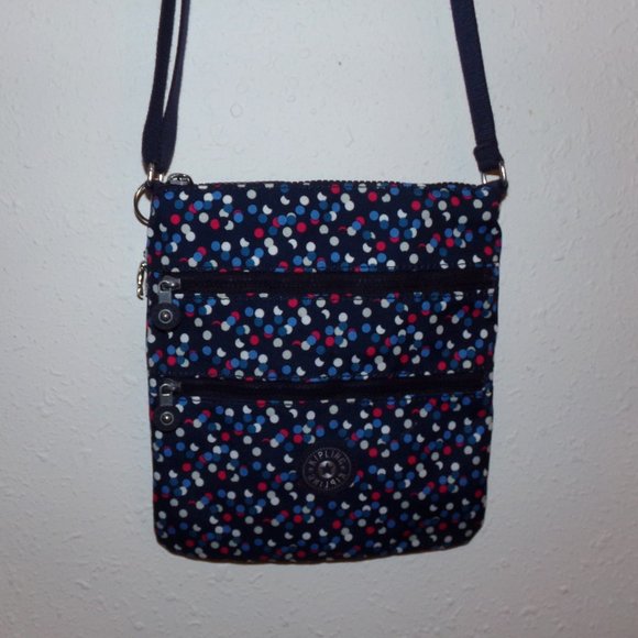 KIPLING MULTI COLOR MULTI ZIP COMPARTMENT SMALL NYLON CROSSBODY BAG - Picture 1 of 6